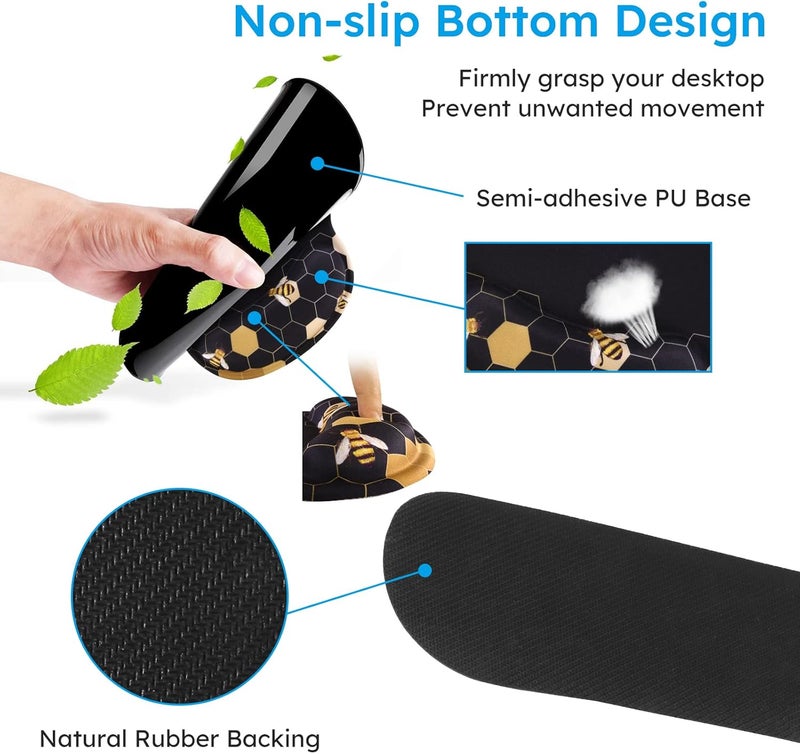 iCasso Desk Mat, Gaming Mouse Pad Wrist Support Set,4in1 XXL Large Mousepad + Keyboard Wrist Rest+Mouse Wrist Rest+Coaster Set with Ergonomic Design for Home Office Table Computer-Honeycomb - Image 5